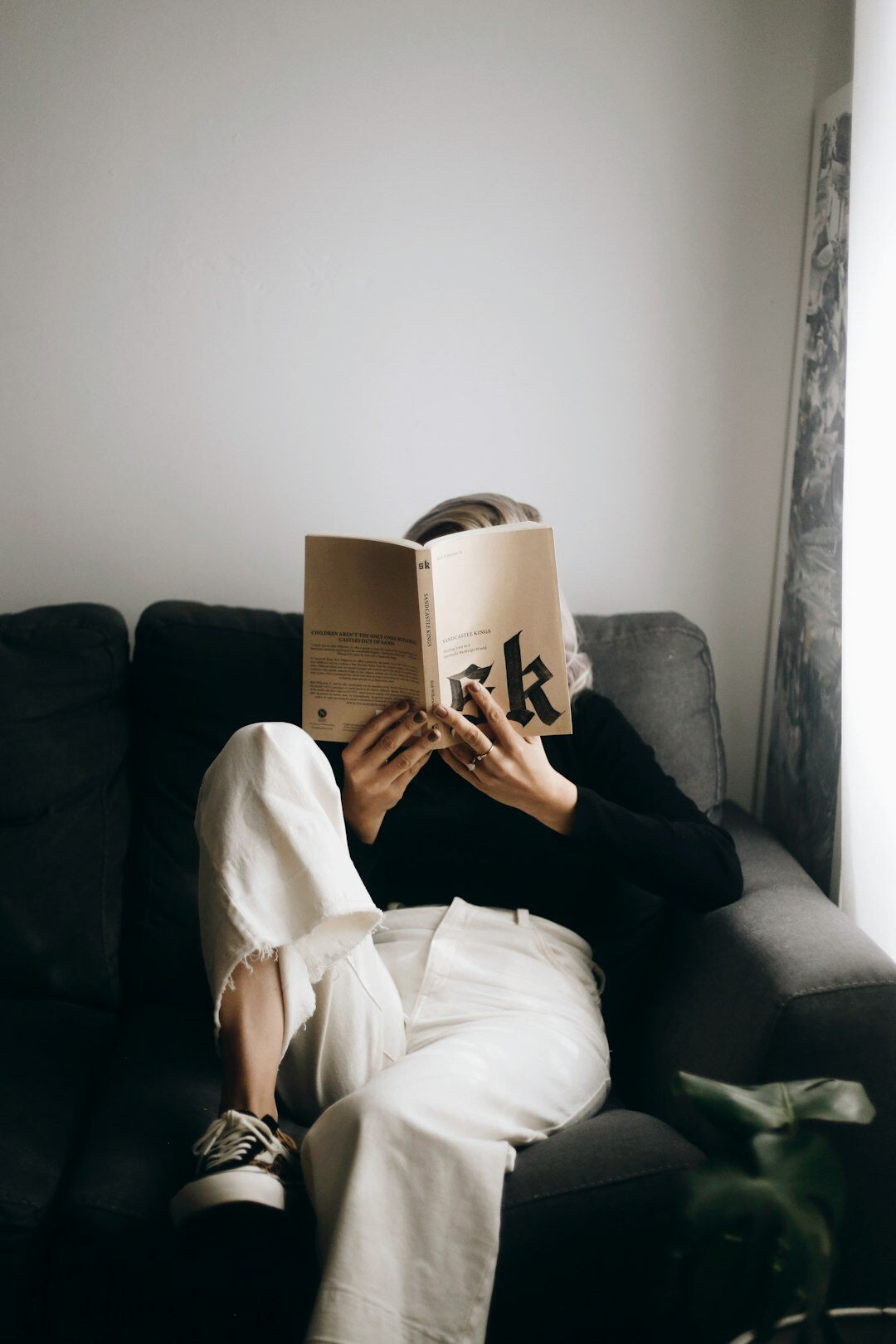 person reading mystery book